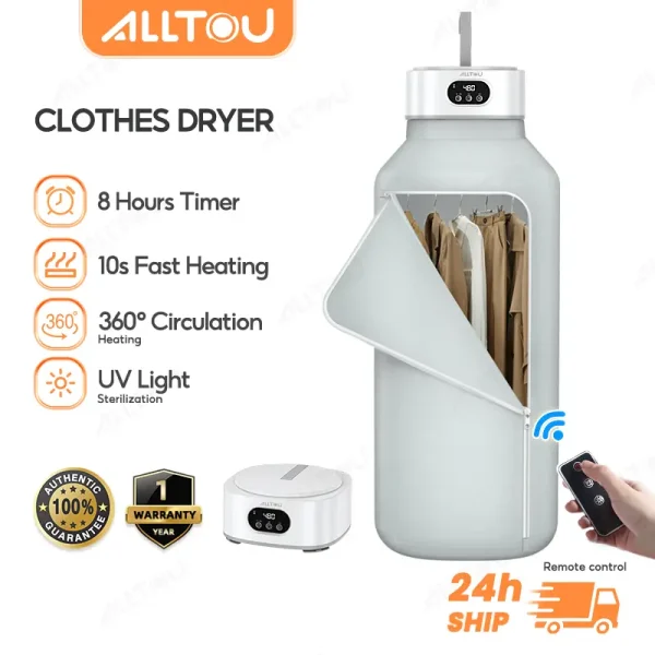 ALLTOU Clothes Dryer Machine Remote Control Portable Dryer With Timer Mini Dryer 600W Power Pengering Baju