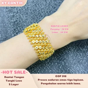Rantai Tangan Tangki Love 5 Layer COP916 - Panjang 19CM Lebar 24CM - Gaya perayaan - Barang kemas bersalut emas - Tahan lasak - Hypoallergenic - XYCANTIK Bracelets Gelang