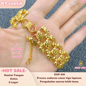 Rantai Tangan Colex 2 Layer COP916 Panjang 20CM Lebar 2CM Berat 32G - Barang kemas bersalut emas asli - Tahan Lama - Hypoallergenic - Titanium - XYCANTIK