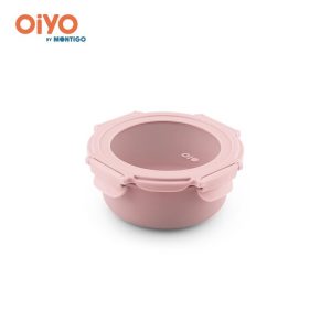 OiYO Glass Rice Bowl (620ml) - Spillproof Cover, Microwave safe, Diswasher Safe, BPA/BPS-free