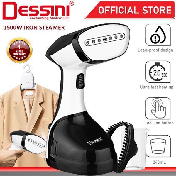 DESSINI ITALY 1500W Electric Ceramic Soleplate Garment Steam Iron Sprayer Steamer Clothes Brush / Seterika Baju