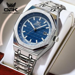OPK Jam Tangan Lelaki Pria NEW Original Waterproof Quartz Movement Stainless Steel Luminous Calendar Business Genuine Leisure Men Watch 8157 Rotundity Bahan logam dalam stok Banyak warna Pejabat parti pemberian hadiah Garanti 1 tahun
