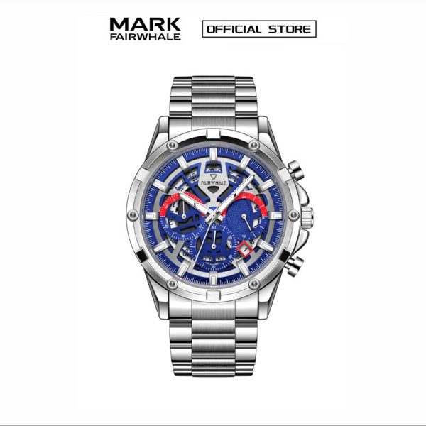 【100% Authentic】Jam Tangan Kuarza Lelaki, Mark Fairwhale, Fesyen, Perniagaan dan Sukan, Berkilau, Kalis Air, Pelbagai fungsi, dengan Chronograph, 5440 Watches