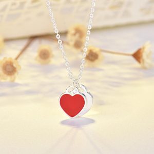 Kalung Loket Berbentuk Hati, Reka Bentuk Cinta Mudah, Enamel Menitis, Tiga Warna, Rantai Klavikula, Untuk Wanita, Diperbuat daripada Aloi Tembaga Necklaces Jewelry