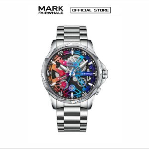 【100% Authentic】Jam Tangan Mekanikal Pekeliling Lelaki, Mark Fairwhale, Gaya Perniagaan, Tali Pinggang Keluli, Kalis Air, Dail Roda Gerak Cahaya Malam, Fesyen, FW-6620 Watches