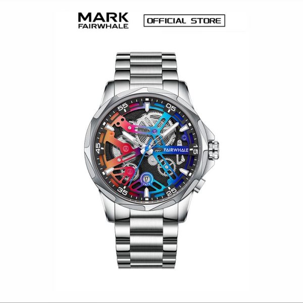 【100% Authentic】Jam Tangan Mekanikal Pekeliling Lelaki, Mark Fairwhale, Gaya Perniagaan, Tali Pinggang Keluli, Kalis Air, Dail Roda Gerak Cahaya Malam, Fesyen, FW-6620 Watches