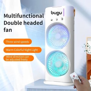 bugu remote control 3 Speeds Double Head SprayFan Rotatable Portable Humidifier Air CoolerUSB Charging Purifier Mist kipas
