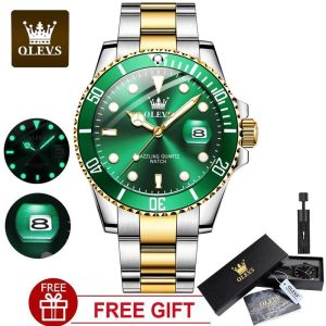 OLEVS 5885 Jam Tangan Lelaki Kalis Air Asli Tali Keluli Tahan Karat Reka Bentuk Baharu 58085 Berbilang Fungsi Berkilau Sesuai untuk Pejabat dan Pesta Hadiah Ideal Penghantaran Percuma Waranti 1 Tahun Dalam Stok Didatangkan dengan Kotak Watches