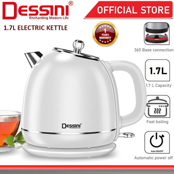 DESSINI ITALY 1.7L Stainless Steel Electric Kettle Automatic Cut Off Boiler Jug Teapot / Cerek