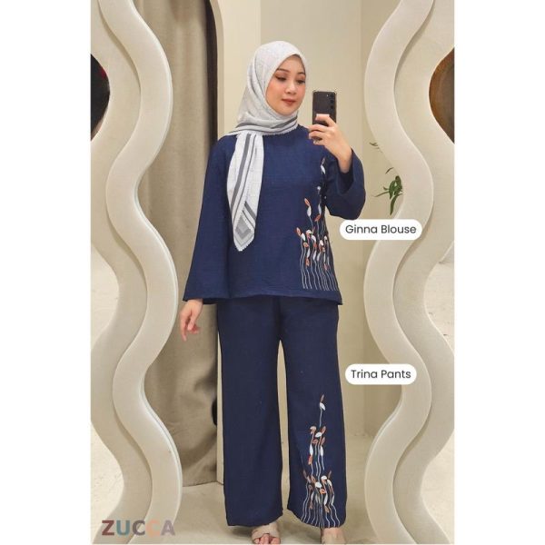 ZUCCA GINNA & TRINA FLORAL EMROIDERED CASUAL SET- DM158/DM159 KOREAN STYLE Wanita Wanita