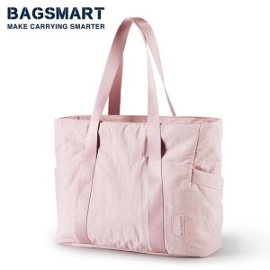 BAGSMART Beg Tangan Wanita Kapasiti Besar Merah Jambu - Beg Kembara Silang Bahu | Sesuai untuk Bagasi, Gim & Sukan | Beg Tote Travel