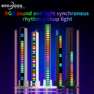 GOOJODOQ LED RGB Lampu Bar | Strip Spectrum Audio Indicator Music Sound Control Lamp Music Atmosphere Light Home Lights Lighting