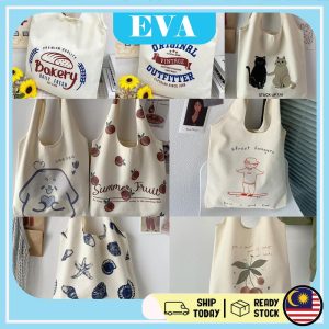 READY STOCK EVA Unisex casual canvas tote bag version large-capacity backpack multi function shoulder bag Bags Pocket Wanita Totebag