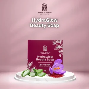 HydraGlow Beauty Soap 50g Cleansing Facial Hydrating Natural With Saffron, Rose Water & Aloe Vera