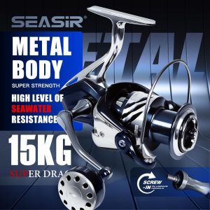 SEASIR Contra spinning reel all metal body Screw-in handle power handle Kekili pancing berputar Semua Logam, 2000-6000, 5.2: 1, seret maksimum 15KG / 33LB, pemegang kuasa aluminium, pad brek karbon, gegelung ikan besar air laut Reel Equipment Fishing
