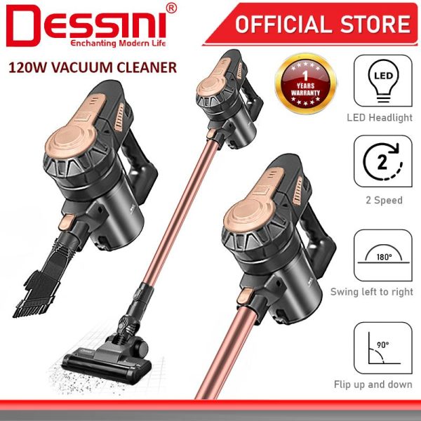 DESSINI ITALY Cordless Cyclone Vacuum Cleaner Floor Sweeper Mop Dust Suction Cleaning Brush Penyedut Habuk Vakum