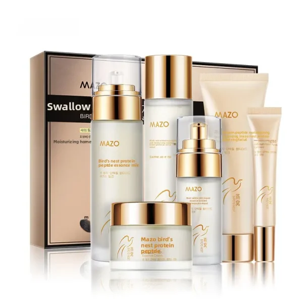 Set Air dan Susu Protein Sarang Burung, MAZO, Set Penjagaan Kulit Penghidratan dan Pelembap, Set Penjagaan Muka Gel Kecantikan Mencerahkan Toner