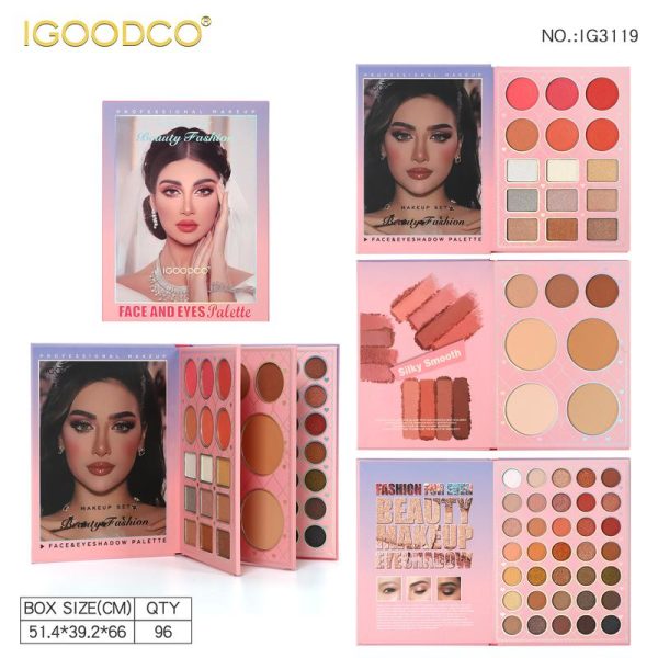 Palet Solek, IGOODCO, Pelbagai Warna, Pembayang Mata, Pemerah Pipi, Serlahkan, Kosmetik Pembaikan, Concealer, Dulang Buku 3 Lapisan Bersepadu Eyeshadow Makeup