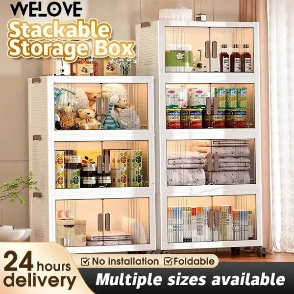 [WELOVE] Foldable storage cabinet storage cabinet multifunctional storage cabinet snack cabinet storage cabinet organizer kitchen Storage Bilik Air Storage Boxes & Bins
