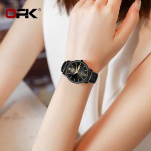 OPK Jam Tangan Wanita Asli Kalis Air dengan Kotak Fungsi Analog Tali Kulit L81-32 Gelap Watches Bead Sesuai untuk Wanita Rotundity Material logam+kulit dalam stok Warna berbilang Pejabat parti pemberian hadiah Garanti 1 tahun Tahan Karat
