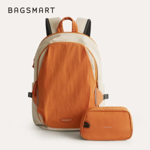 Set Beg Kembara, BAGSMART Soar, Kapasiti 25L, Reka Bentuk Clamshell Terbuka 180 °, Dua warna, Pembungkusan dan Pembongkaran Mudah, Sesuai untuk Perjalanan, Termasuk Beg Galas dan Beg Peralatan Mandi, Saiz Beg Galas 15.6 inci