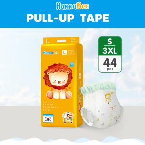 Seluar Tarik-Up, Hannabee, Kalis Bocor, Lampin Bayi, Tersedia dalam Saiz S / M / L / XL / XXL / XXXL, 44pcs / pek, Seluar Lampin Selesa, Seluar Tarik Mudah, Lampin bayi Korea.