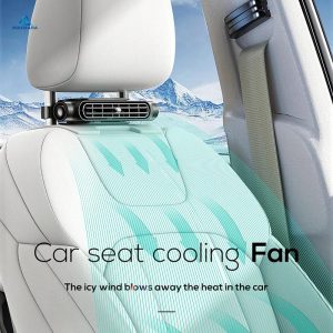 Car Seat Fan Backseat Cooling Fan Front Rear Seat Headrest Cooling Air Fan USB Powered 3 Gear Adjustable Strap Car