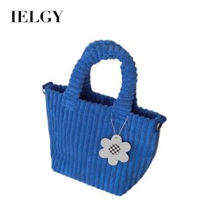 Beg Silang Badan, Gaya Korea, Bahan Korduroi, Rekaan Comel, Warna Biru, Untuk Wanita, IELGY Bags Cartoon