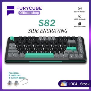 Papan Kekunci Mekanikal, FURYCUBE, S82, Reka Bentuk Arah Selatan, Boleh Tukar Panas, dengan GASKET, Papan Kekunci Permainan Berwayar Boleh Tukar Panas