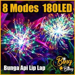 【Bing Bling】【180 | 150 | 120 | 90LED Solar Firework 】Viral Sensor LED Firework Solar Light Outdoor Waterproof Garden Lampu Raya Bunga Api Kelip Kelip2 Klip Lip Lap