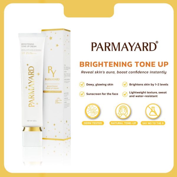 Krim Tone-Up Mencerahkan, PARMAYARD, SPF25 PA + + +, Krim Penjagaan Kulit, Tingkatkan cahaya kulit kepada 1-2 tahap, Penjagaan Kulit Tone-Up, 40g Sunscreen