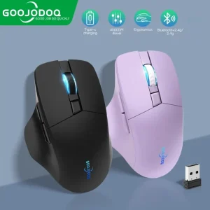 GOOJODOQ Bluetooth wireless mouse 2.4Ghz 4000 DPI Optical Sensor 6 Mute Buttons gaming mouse Battery Display