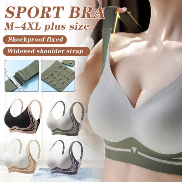 Bra Sukan Wanita,Pakaian Outdoor Sport ,Keanjalan Tinggi, Bahu Lebar, Anti-Kendur, Kumpul dan Tekan Ke Atas, Selesa dan Bernafas, Cincin Bukan Keluli, Sesuai untuk Ibu, Saiz Besar M-4XL, Seluar Dalam Perempuan