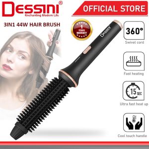 DESSINI ITALY 3 IN 1 Ceramic Hair Brush Curler Straightener Iron Comb Twist Styling Waver Pelurus Pengeriting Rambut