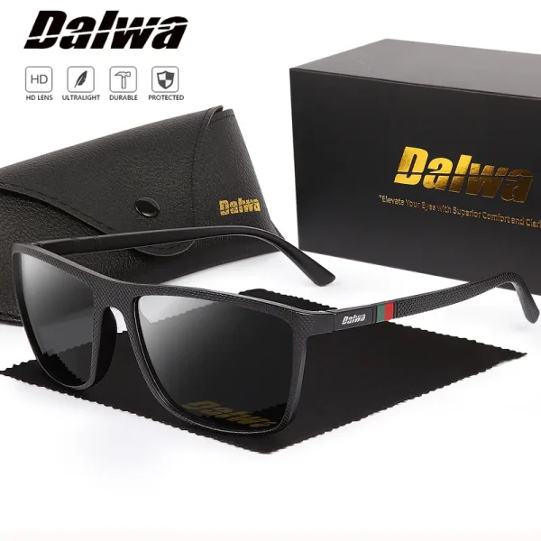Cermin Mata Hitam Terpolarisasi TR90, Dalwa, Ultra Ringan, Untuk Lelaki, Sesuai untuk Memandu, Memancing, Mendaki dan Memancing, Gaya Klasik, Perlindungan UV400, Cermin Mata, Sesuai untuk Sukan Luar Eyewear Sunglasses