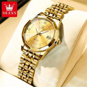 OLEVS Jam Tangan Wanita Perempuan Cewek Tali Keluli Tahan Karat Asli Kalis Air Berkilau Pergerakan Kuarza Hadiah Hari Jadi Watches for Women L9989 Rotundity Bahan logam dalam stok Banyak warna Pejabat parti pemberian hadiah Garanti 1 tahun