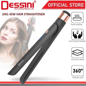 DESSINI ITALY 2 IN 1 Titanium Ceramic Hair Straightener Flat Iron Twist Curler Styling Waver Pelurus Pengeriting Rambut