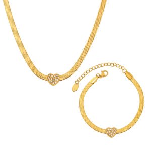 [Zirkon]Gelang Rantai Peluh Musim Panas & Loket Zirkon Cinta Tahan Kotoran Gelang Cantik Hypoallergenic untuk Wanita Barang kemas yang bergaya dan serba boleh batu permata ular Bangles Bracelets Jewelry