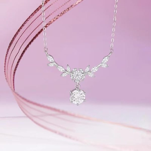 [925 Perak] Kalung Peluh Musim Panas & Loket Wisteria Tahan Kotoran Kalung Cantik Hypoallergenic untuk Wanita Perhiasan bergaya dan serba boleh