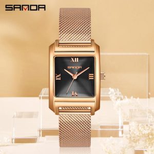 Jam Tangan Wanita, AW24 SANDA P1067, Fesyen Kasual, Mewah, Atmosfera, Kalis Air, Pergerakan Kuarza, Jam Tangan Kotak Hadiah
