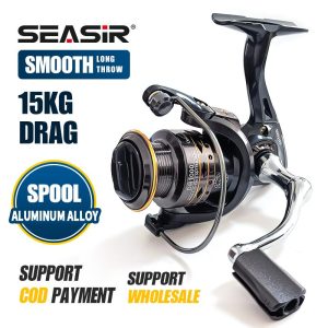 Kekili pancing berputar Seasir DH, Kekili aloi aluminium ultra licin, 13 + 1BB, 4.7: 1, 5.2: 1, nisbah gear, seret maksimum, 15kg, 1000-7000, Logam, tahan karat, kualiti air masin, roda pancing baling panjang
