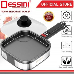 DESSINI ITALY Electric BBQ Grill Steak Frying Pan Teppanyaki Barbecue Non-Stick Pancake Breakfast Maker Baking Pot Timer