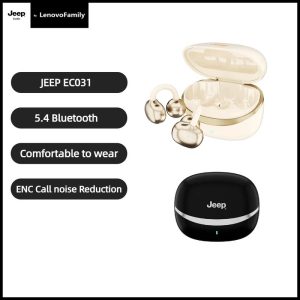 Alat Dengar Bluetooth Tanpa Wayar, Jeep, ec031, Bluetooth 5.4, Teknologi ENC, Jenis Cangkuk Telinga, Klip Telinga, Penggunaan Lama, Tiada Sakit, Sesuai untuk Senaman, Berlari Audio Earphones Mic Amplifier