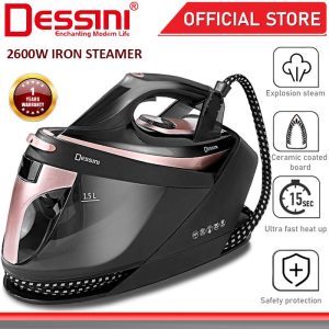 DESSINI ITALY 2600W Electric Ceramic Soleplate Garment Steam Iron Sprayer Steamer Clothes Brush / Seterika Baju