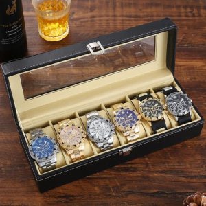 6pcs,Jam Tangan Berkotak Enam Keping, Diskaun Super Besar, 2025 Ketibaan Baru, Tali Pinggang Keluli Lelaki, Fesyen, Sesuai untuk Pesta, Hadiah untuk Teman Lelaki dan Bapa, Set Jam Tangan Bernilai, Hadiah untuk Lelaki, 6 Keping Watches