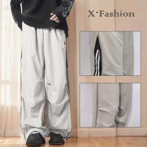 Seluar Peluh Tracksuit Longgar Lelaki, X-Fesyen, Pinggang dengan Zip, Seluar Berjalur, Gaya Kasual, Seluar, Sesuai untuk Berjoging dan Sukan, Tersedia dalam Saiz M-3XL