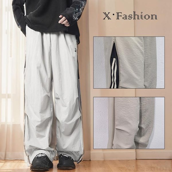 Seluar Peluh Tracksuit Longgar Lelaki, X-Fesyen, Pinggang dengan Zip, Seluar Berjalur, Gaya Kasual, Seluar, Sesuai untuk Berjoging dan Sukan, Tersedia dalam Saiz M-3XL