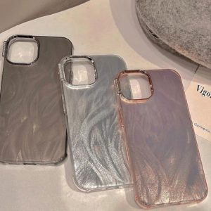 Sarung Cahaya Bulu IMD, Reka Bentuk Mewah, Serasi dengan iPhone 11, 15, 14, 13, 12 Pro, Anti-Cap Jari, Kemasan Matte Laser, Sarung Telefon Bimbit, Penutup Belakang Pelindung Kalis Kejutan, Sarung Telefon Bimbit