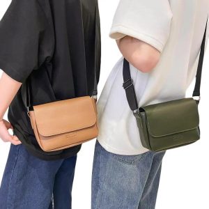 Selempang Beg bahu kulit pu untuk lelaki, 4 warna, Ulzzang, fesyen Korea Ins Jepun Mudah, beg bahu, beg messenger Bags