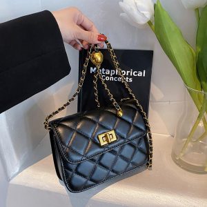 {Clearance }Beg Rantai Bola Emas Kecil, Bentuk Ketupat, Warna Pepejal, Fesyen, Beg Bahu dan Silang, Serba guna